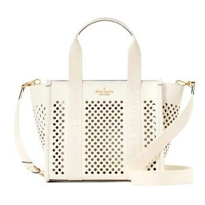 New Kate Spade Kip Perforated Leather Small Tote Meringue